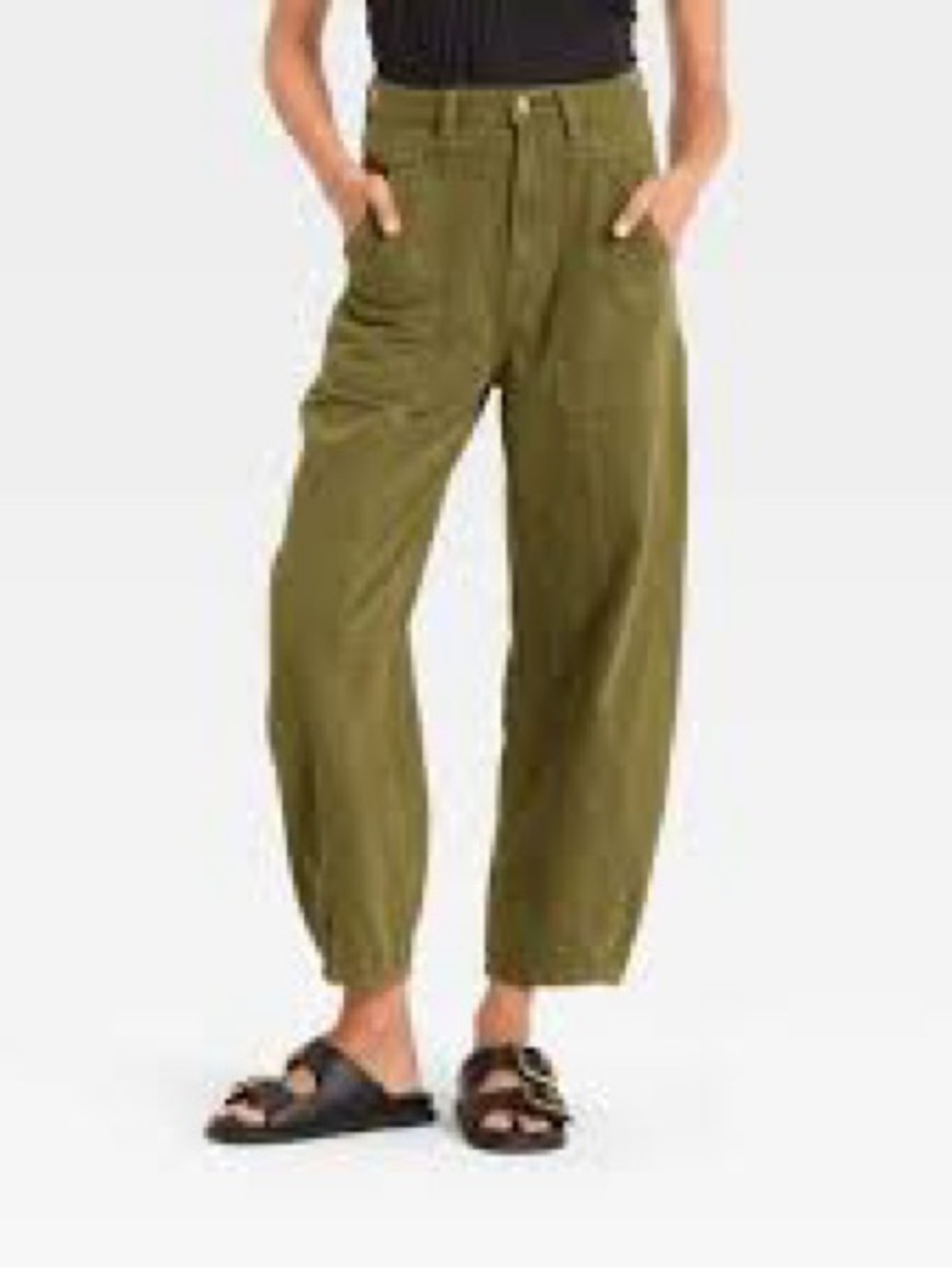 Universal Thread Easy Barrel Pants High Rise Olive Green Size 14 NWT